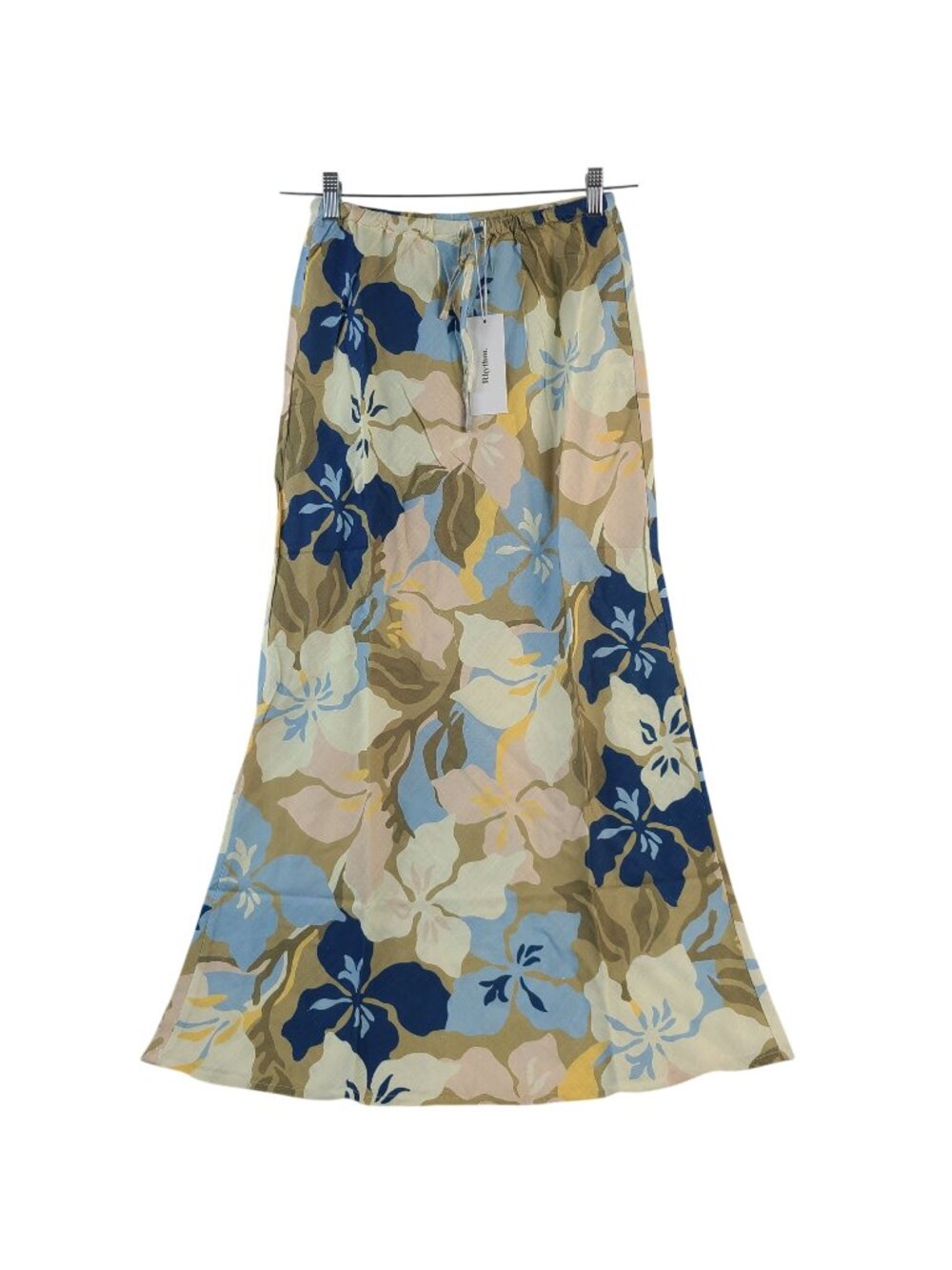 NEW  Rhythm Blanca Floral Bias Cut Maxi Skirt Rayon-Linen Blend Size S